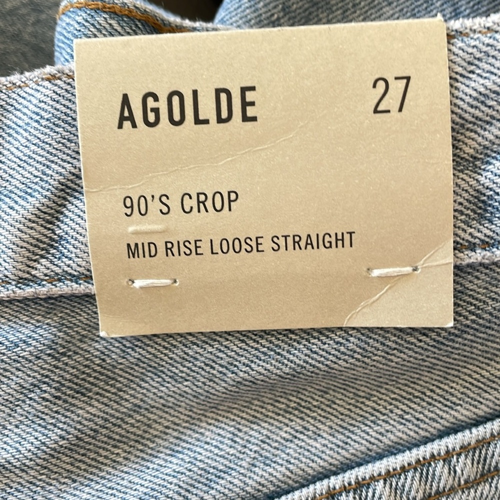Agolde 90s Crop Mid Rise Loose Straight Blue Straight Jeans Classic Fit - Picture 8 of 11